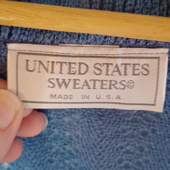 Vintage Knit Cardigan Sweater Womens Large Blue Cottagecore Ruffles Feminine - Picture 6 of 9